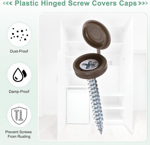 100-Pack Plastic Hinged Screw Cover Caps, 5mm Shutter Screws with Caps, Fold Snap Washer Covers, Washer Flip Protection Covering M3 M4 M5 Screws Heads [Dark Gray] in Kuwait