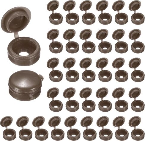 100-Pack Plastic Hinged Screw Cover Caps, 5mm Shutter Screws with Caps, Fold Snap Washer Covers, Washer Flip Protection Covering M3 M4 M5 Screws Heads [Dark Gray] in Kuwait