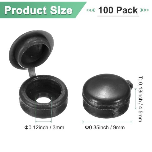 100 حزمة من غطاء غطاء المسمار البلاستيكي المسمار ، مسامير مصراع 5 مم مع أغطية ، أغطية غسالة طية ، حماية غسالة تغطي رؤوس مسامير M3 M4 M5 [رمادي داكن] in Kuwait