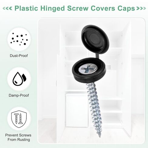 100 حزمة من غطاء غطاء المسمار البلاستيكي المسمار ، مسامير مصراع 5 مم مع أغطية ، أغطية غسالة طية ، حماية غسالة تغطي رؤوس مسامير M3 M4 M5 [رمادي داكن] in Kuwait