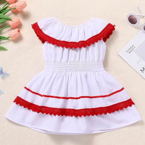 IKADEX Baby Girls Mexican Dress Traditional Rainbow Striped Cinco de Mayo Día de Muertos Dresses in Saudi Arabia