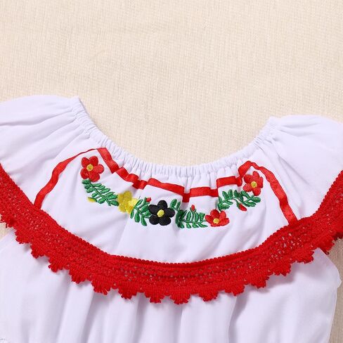 IKADEX Baby Girls Mexican Dress Traditional Rainbow Striped Cinco de Mayo Día de Muertos Dresses in Saudi Arabia
