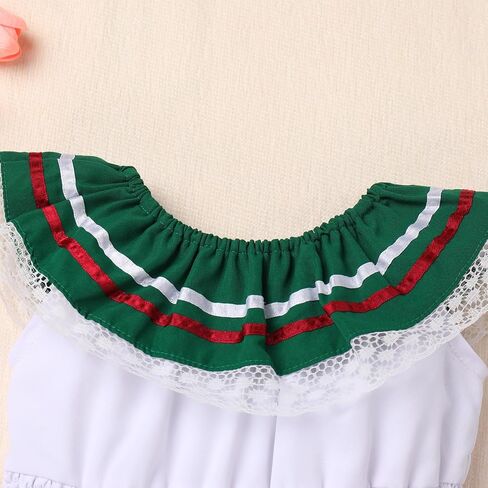 IKADEX Baby Girls Mexican Dress Traditional Rainbow Striped Cinco de Mayo Día de Muertos Dresses in Saudi Arabia