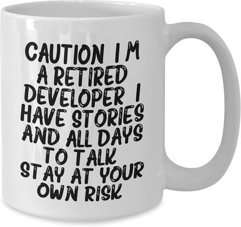 Caution: Developer at Work! White Coffee Mug, 11oz or 15oz, Funny Birthday Unique Gift from Friends to Developer in Saudi Arabia