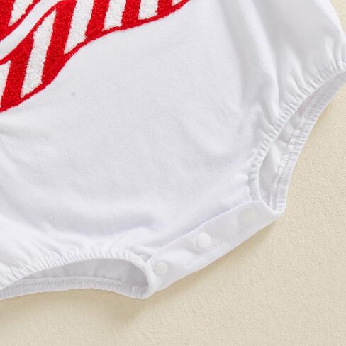 Newborn Baby Girl Bubble Romper 4th of July Outfits USA Flag Embroidery Short Sleeve Bodysuit T Shirt in Saudi Arabia