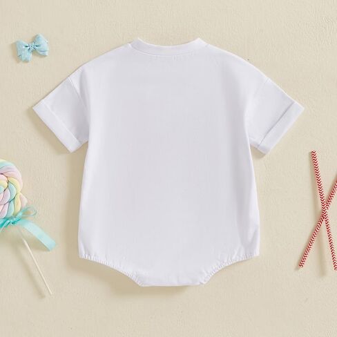 Newborn Baby Girl Bubble Romper 4th of July Outfits USA Flag Embroidery Short Sleeve Bodysuit T Shirt in Saudi Arabia