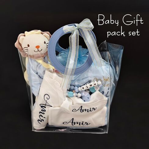 Bella's Giftshop Personalized Baby Blankets for Boys, Custom Embroidered Minky Fleece Baby Blanket with Name, Perfect Newborn Shower Christening Birthday Gifts, Ultra Soft, 27 * 35 inch-Blue in Kuwait