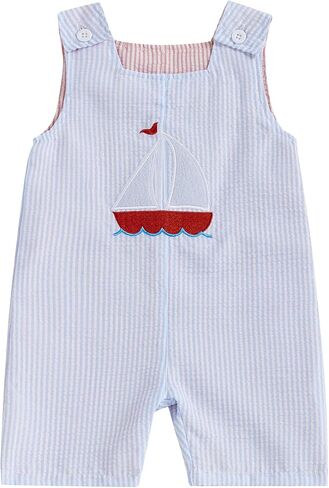 Newborn Baby Boy Girl 4th Of July Outfit American Truck Boat Sleeveless Romper Fourth Of July Striped Jumpsuit Summer in Kuwait