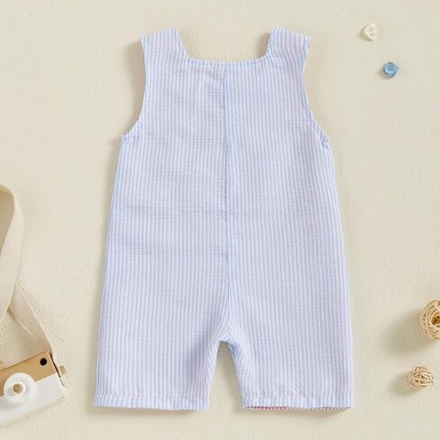 Newborn Baby Boy Girl 4th Of July Outfit American Truck Boat Sleeveless Romper Fourth Of July Striped Jumpsuit Summer in Kuwait