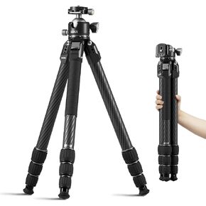 SIRUI Professional Carbon Fiber Tripod with Oversized 43mm Low-Profile Ball Head, Max 50.4" Height, 20kg (44lbs) Load - Ultra-Stable for DSLR, Mirrorless & Video(AM-284S+G1)