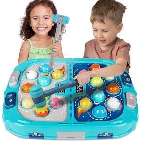 Hammering Pounding Game for Toddlers, Toys for 3+ Year Old Boys, Interactive Pounding Toy for Kids, 9 Speeds for Beginners/The Skilled/Experts to Challenge, 11x15Inch Pounding Toy with Sound and Light
