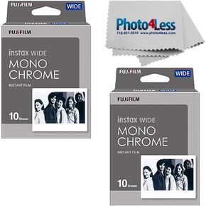 Fujifilm Instax Wide Monochrome Instant Film X2 (20 Exposures) + Cleaning Cloth - Top Value Bundle