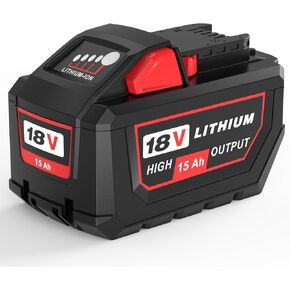 【Upgrade 15.0Ah】 High Output Lithium Battery Replacement for Milwaukee 18V Battery Compatible with Milwaukee 18 Volt Battery 48-11-1880, 48-11-1815, 48-11-1820,48-11-1850 Tool (Red)