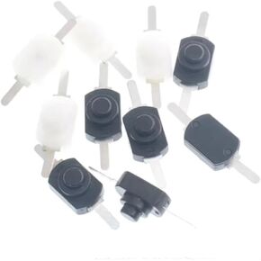 10PCS 12 * 8MM DC 30V 1A Black White On Off Push Button Switch for Torch 1208YD Self Locking(2P)