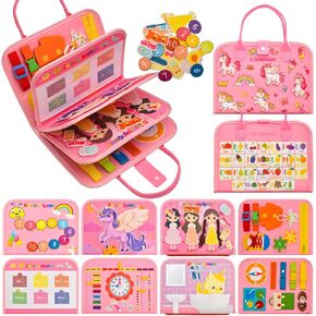 Busy Book for Toddlers 1-3, Montessori Toys Busy Board for 1 2 3 4 Year Old Girl Birthday Gift Educational Learning Quiet Activity Book Airplane Car Travel Toys for Tollders Kids 1- 3