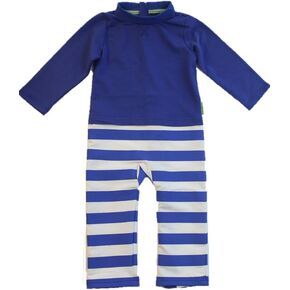 Terrible 2's Strip Proof One-Piece Romper with a Back Zipper in Blue/White