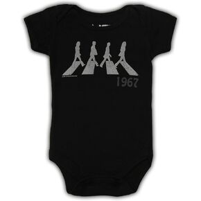 متجر تلفزيوني The Beatles Abbey Road 1967 Black Snapsuit Infant Oneie Baby Romper