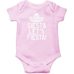 AW Fashions No Siesta Lets Fiesta Baby Bodysuit Funny Cute Cool Romper Outfit Newborn Unisex Boys Girls