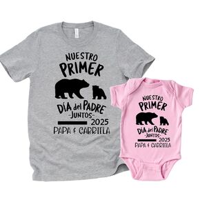 Nuestro Primero Dia Del Padre, Matching First Fathers Day Shirts Spanish, Our First Fathers Day Outfit for Dad and Baby Girl, 1st Father's Day Father Son Matching Shirts, Customized Fathers Day Gifts