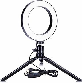 Dimmable Desktop LED Circle Light with Tripod Stand, Selfie Ring Light for Zoom Meeting