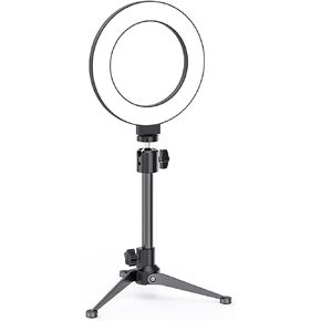 LED 6 "LED Selfie Ring Light مع حامل ثلاثي القوائم ، مجموعات إضاءة مؤتمرات الفيديو لإضاءة كاميرا الويب/الإضاءة التكبير/البث الذاتي/البث المباشر