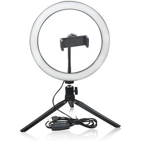 4in1 Dimmable USB LED Ring Light Mirror Tripod Stand Phone Holder