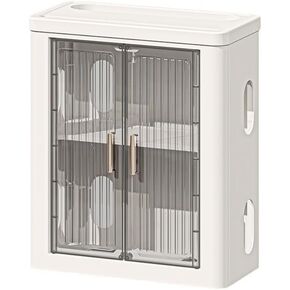 Media Storage Floating Shelf WiFi Router Modem Cable Power Plug Wire Storage Boxes Multi-Function Storage Rack with Door for TV Device Storage and Media Distribution, Recessed Media Box