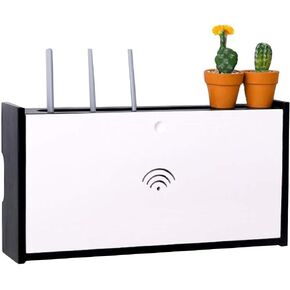 Wireless Router Storage Box Wall-Mounted WiFi TV Set-top Box Rack Socket Shield Box，Beige-48 * 10 * 25cm