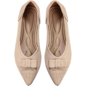 Women's Flats Pointed Toe Ballet Shoes with Bow Comfortable Knit Dressy Flat