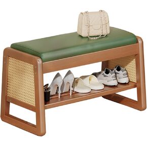 LHX Wooden Shoe Changing Stool Integrated Entry Shoe Changing Stool Home Door Shoe Changing Stool Cushioned Shoe Changing Stool Shoe Cabinet Storage Can Sit and Store(Brown,70cm)
