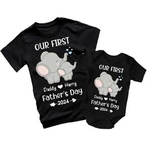 IZI POD Personalized Our First Fathers Day Matching Outfits, Dad and Son Matching Outfits, Daddy Baby Matching Outfits