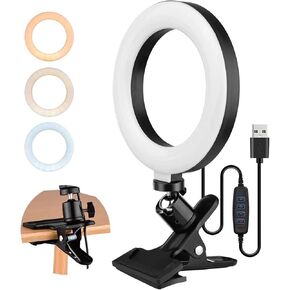 LED Selfie Ring Light with Cell Phone Holder for Photo Video Live Streams, Dimmable Desk Light