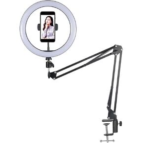 Ring Light with Stand, 10" Desktop Light for Home Selfie Ring Light with Phone Holder for Makeup, Video Live Streaming, and Photography