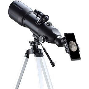 Bluetooth Earphone Telescope 80mm Astronomical Refractor Telescope with Adjustable Tripod & Finder Scope, PortableTelesc
