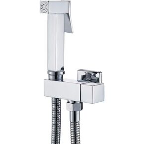 Wall Mount Bidet Sprayer Faucet Set with Cold Water Brass Handheld Toilet Bidet Attachment Pressure Sprayer Single Handle Bidet Spray Set for Personal Hygiene,Black Bronze(Brushed Nickel a)