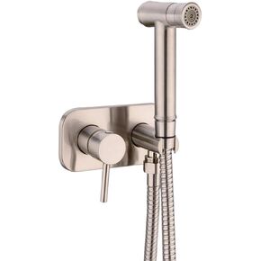 Bidet Sprayer with Cold and Hot Water Brass Portable Cloth Diaper Washer Shower Sprayer Set Wall Mounted Single Handle Bathroom Shower Bidet Tap for Personal Hygiene, Floor Cleaning,Brushed nickel(Chr
