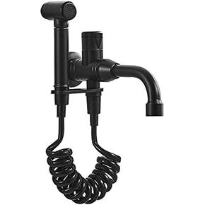 Wall Mount Bidet Sprayer Faucet Set with Cold Water Black Brass Handheld Toilet Bidet Attachment Pressure Sprayer Single Handle Bidet Spray Set for Personal Hygiene