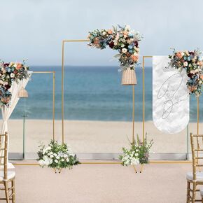 Wedding Arch Backdrop Stand, 3 Pack Large Rectangular Metal Backdrop Stand, Gold Square Balloon Arch Frame Stand for Birthday Party Garden Decoration Photo Background Stand, Larger