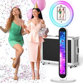 Portable Photo Booth Machine for iPad 10.2in 10.9in 11in 12.9in 13in, Software Remote Control Selfie Photobooth Logo Custom with Light Ring Flight Case