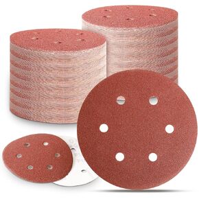 100 PCS 6 Inch Sanding Discs 6 Hole Hook and Loop Sandpaper 80, 120, 240, 320, 400 Grit for Random Orbital Sander