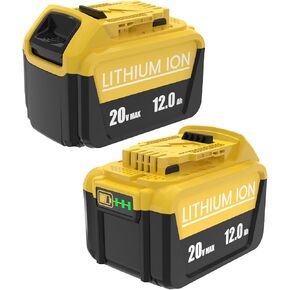 Replacement for Dewalt 20V MAX Battery 12.0Ah Compatible with Dewalt 20V Battery DCB205 DCB210 DCB206 Cordless Power Tools, 2-Pack