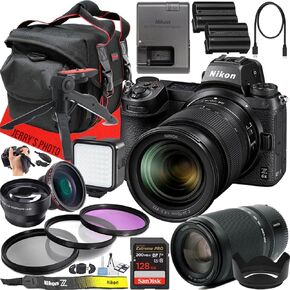 Nikon Z6II Mirrorless Camera with Z 24-70mm f/4 S and Z DX 50-250mm f/4.5-6.3 VR Lens + 64 GB Memory + Extra Battery + LED Light + More (30pc Bundle)