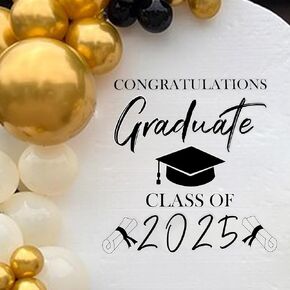 Graduation Decal Sign for Backdrop - Congratulations Graduate Class of 2025 Decal for Balloon Arch Backdrop Grad Party Decorations Photo Props