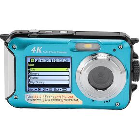 EBTOOLS 4K Underwater Camera, 56MP Camera with 16X Zoom, Dual Screens, 64GB Card, Auto Focus, 10FT Compact Digital Camera (Yellow) in Kuwait