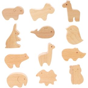 12pcs Cute Animal Drawer Pulls Wooden Knobs for Nursery Cabinets Dresser Drawer Charming Animal Shapes for Boy Girl Rooms Easy Installation Personalization