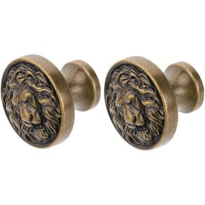 Toyvian 2pcs Lion Cabinet Knobs Decorative Round Dresser Pulls Antique Style Ergonomic Design for Unique Furniture for Kitchen and Bathroom Storage