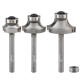 Roundover Router Bit Set, 1/4" Shank, 2 Flute, 3/8", 1/4" & 1/8" Radius, Carbide Tipped, USA Made - USROSET-1