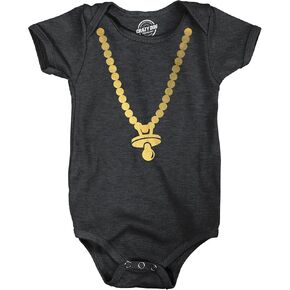 Gold Pacifier Baby Bodysuit Funny Sarcastic Golden Chain Graphic Novelty Jumper for Infants