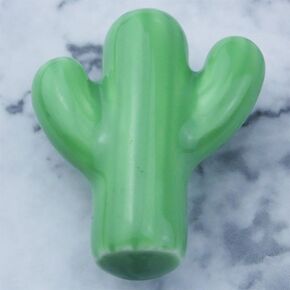 10x Cactus Ceramic Cabinet Drawer Knobs Porcelain Kids Wardrobe Handles For Closet Cupboard Kitchen Furniture Pulls Hooks - (Color: CactusKnobsGreen)