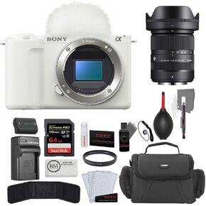 Sony ZV-E10 II Mirrorless Camera | White Bundled with 64GB Memory Card + Battery Charger + Photo Starter Kit + Camera Bag + Microfiber Cleaning Cloth (6 Items)
